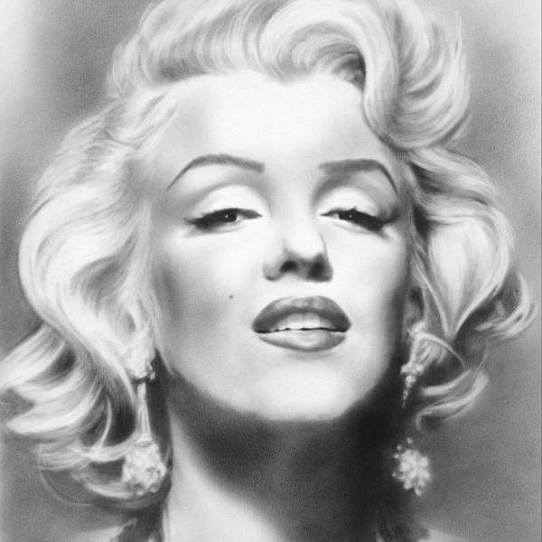 Portrait d'après photo de Marilyn Monroe.