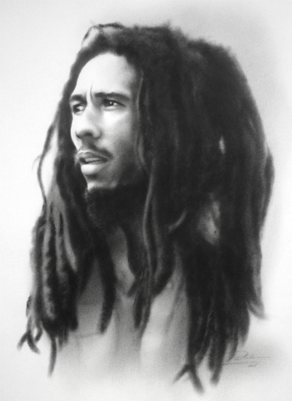 Portrait sur commande d'après une photo de Bob Marley.